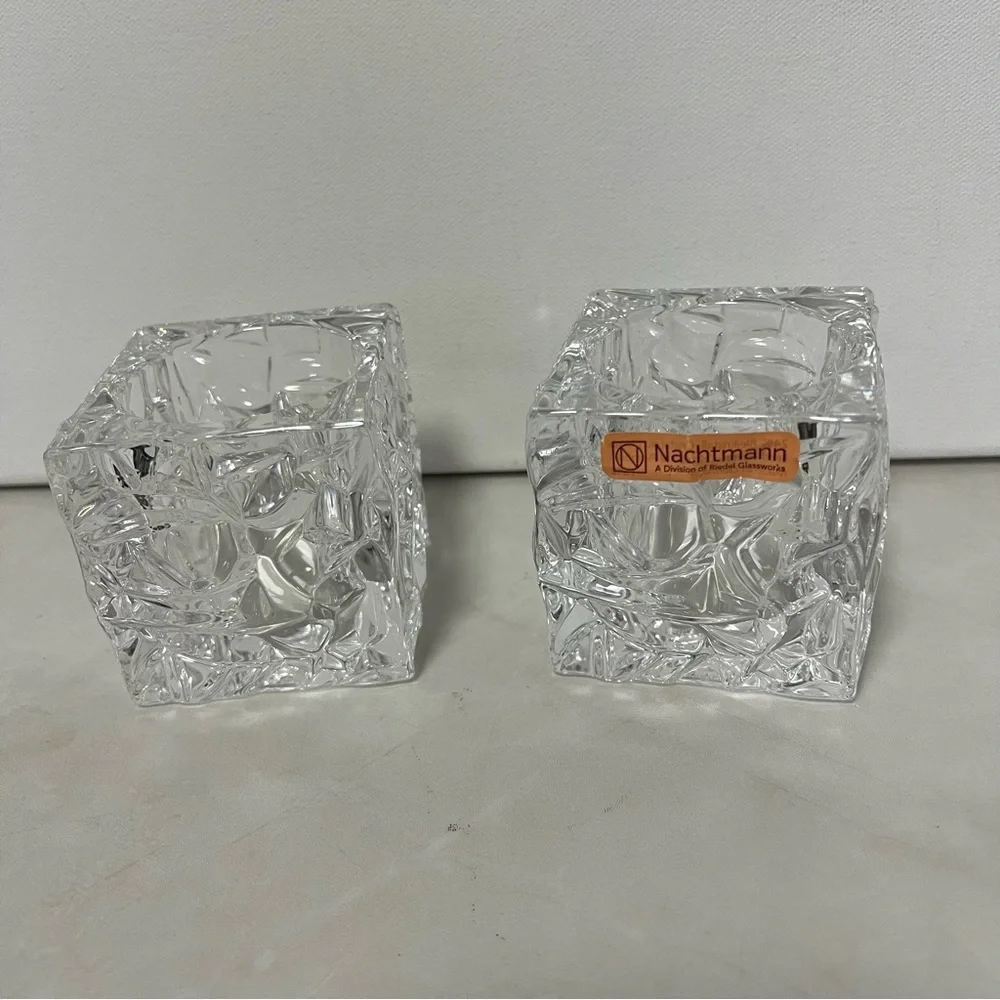 Nachtmann Crystal Candle Holders by Riedel Glassworks 3 inches